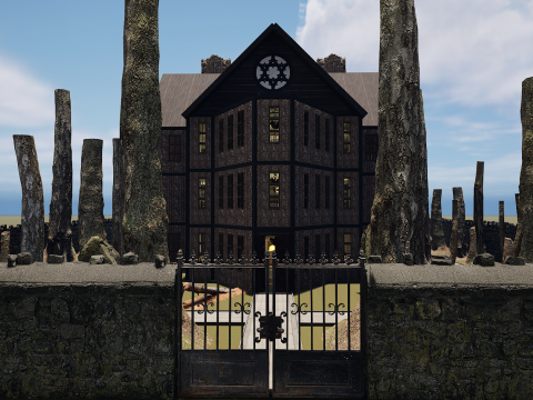 Huge Castle with Garden Interior Exterior 3D Model