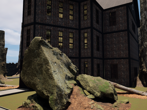 Huge Castle with Garden Interior Exterior 3D Model