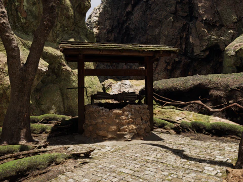 Mountain Surrounded Village Environment 3D Model