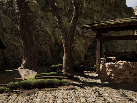 Mountain Surrounded Village Environment 3D 모델