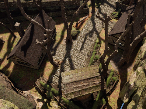 Mountain Surrounded Village Environment 3D Model