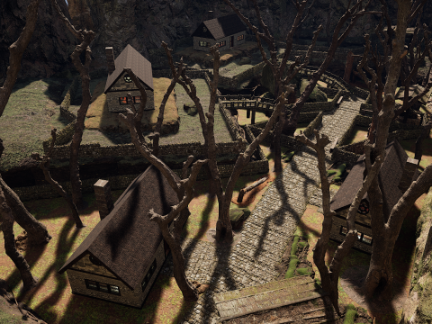 Mountain Surrounded Village Environment 3D 모델