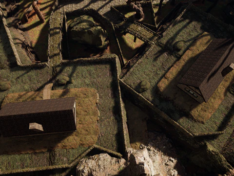Mountain Surrounded Village Environment 3D Model