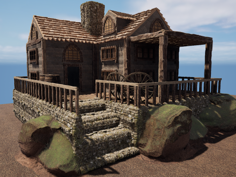 Unique Wooden Medieval Village House 3D 모델