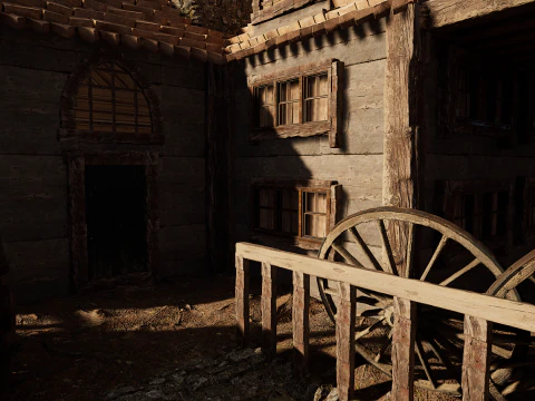 Casa de vila medieval de madeira &uacute;nica Modelo 3D