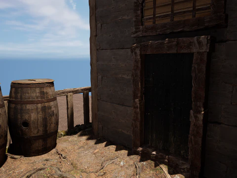 Casa de vila medieval de madeira &uacute;nica Modelo 3D