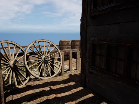 Casa de vila medieval de madeira &uacute;nica Modelo 3D
