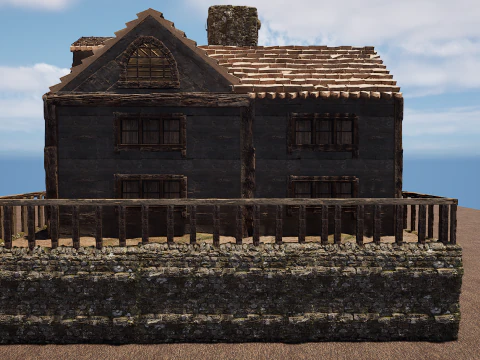 Casa de vila medieval de madeira &uacute;nica Modelo 3D