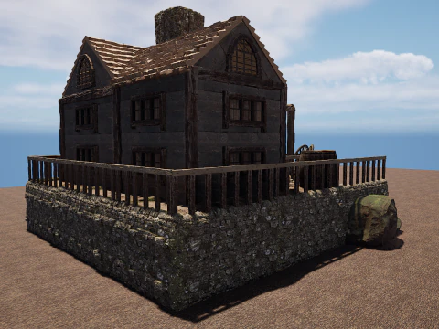 Casa de vila medieval de madeira &uacute;nica Modelo 3D
