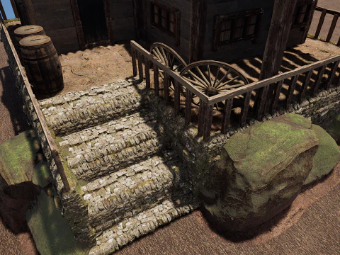 Casa de vila medieval de madeira &uacute;nica Modelo 3D