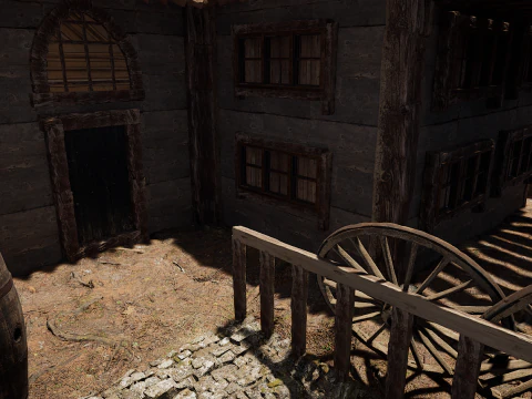 Casa de vila medieval de madeira &uacute;nica Modelo 3D