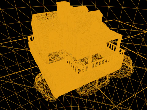 Casa de vila medieval de madeira &uacute;nica Modelo 3D
