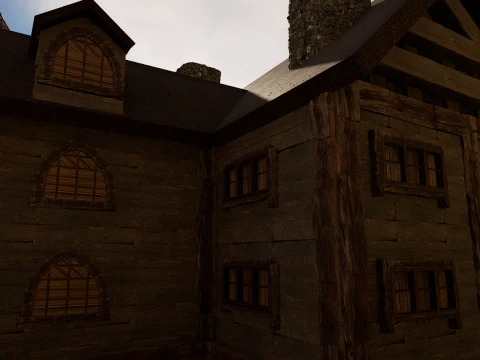 Rustic Medieval Cliffside House 3D Model