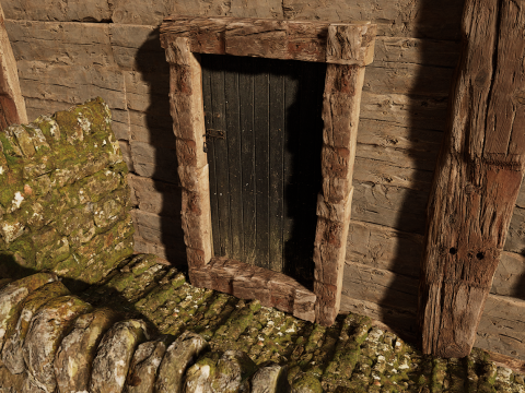 Rustic Medieval Cliffside House Model 3D