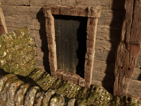 Rustic Medieval Cliffside House 3D Model