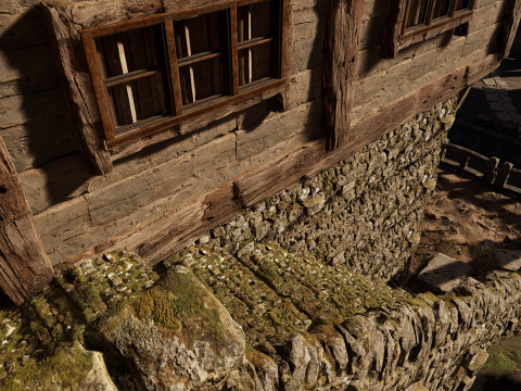 Rustic Medieval Cliffside House Model 3D