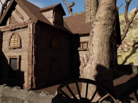 Rustic Medieval Cliffside House 3D-Modell
