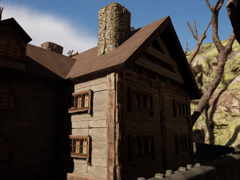 Rustik Orta&ccedil;ağ Cliffside Evi 3D Model