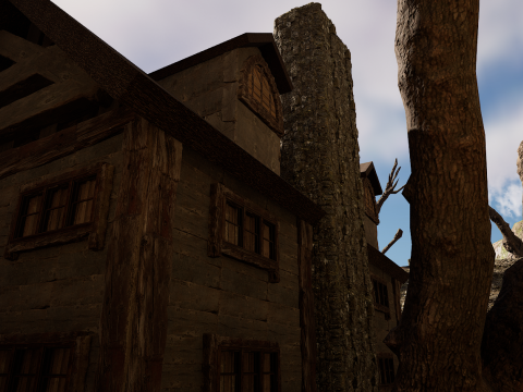 Rustic Medieval Cliffside House 3D Модель