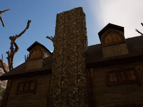 Rustic Medieval Cliffside House 3D Модель