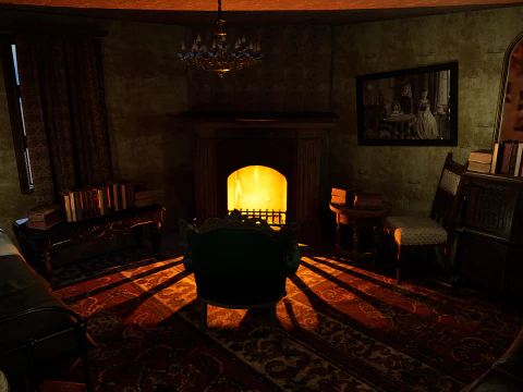 Victorian Nostalgia A Cozy Vintage Room Timeless Elegance 3D Model