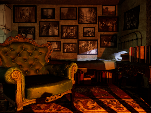 Victorian Nostalgia A Cozy Vintage Room Timeless Elegance 3D Model