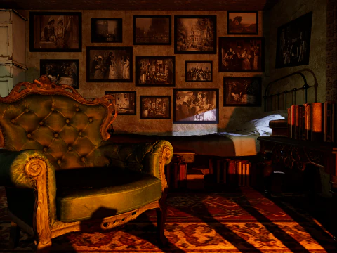 Victorian Nostalgia A Cozy Vintage Room Timeless Elegance 3D Model