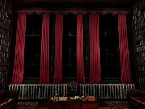 Gothic Victorian Library and Study Room 3D Model