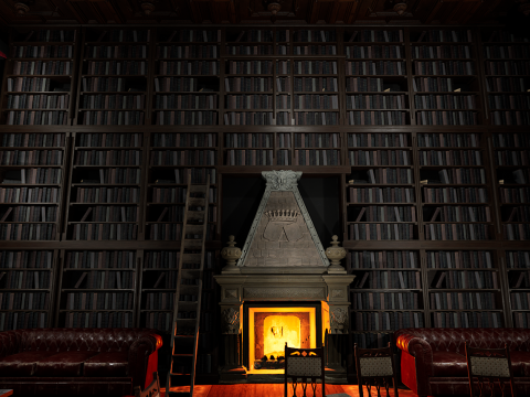 Gothic Victorian Library and Study Room Model 3D