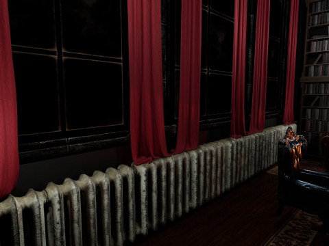 Gothic Victorian Library and Study Room Model 3D