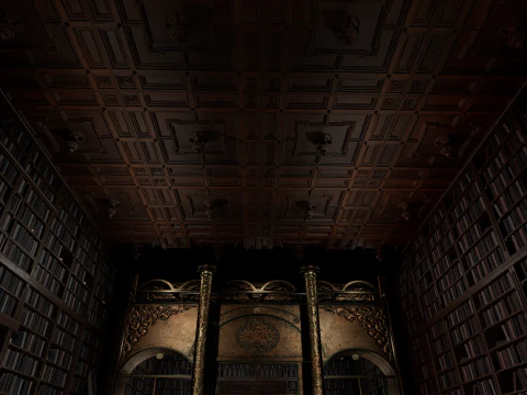 Gothic Victorian Library and Study Room 3D Model