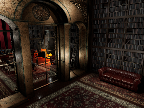 Gothic Victorian Library and Study Room Model 3D