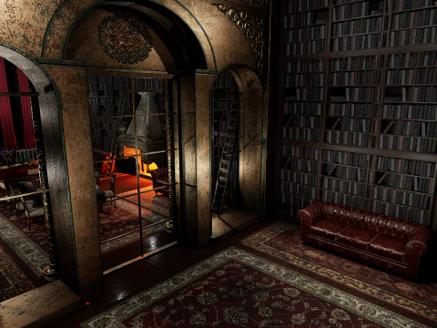 Gothic Victorian Library and Study Room 3D Model