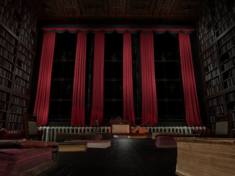 Gothic Victorian Library and Study Room 3D Model