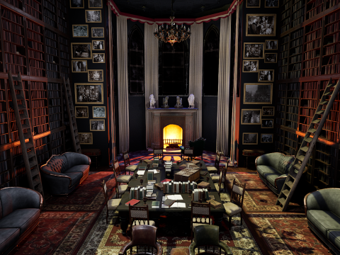 Gothic and Victorian Grand Manor Library 3D Model
