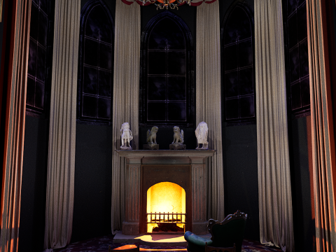Gothic and Victorian Grand Manor Library 3D Model