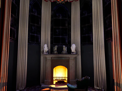 Gothic and Victorian Grand Manor Library 3D Model