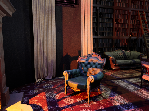 Gothic and Victorian Grand Manor Library 3D Model