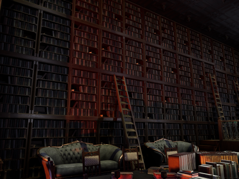 Gothic and Victorian Grand Manor Library 3D Model