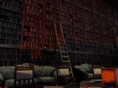 Gothic and Victorian Grand Manor Library 3D Model