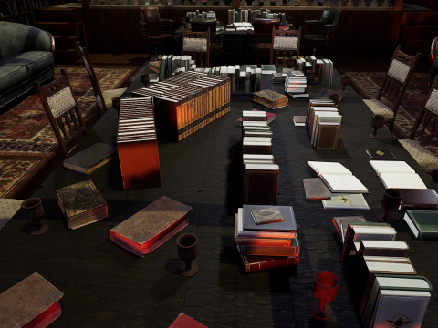 Gothic and Victorian Grand Manor Library 3D Model