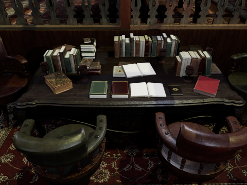 Gothic and Victorian Grand Manor Library 3D Model