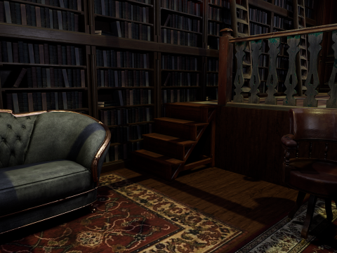 Gothic and Victorian Grand Manor Library 3D Model