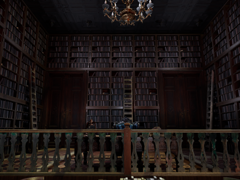 Gothic and Victorian Grand Manor Library 3D Model