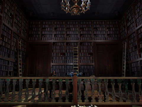 Gothic and Victorian Grand Manor Library 3D Model