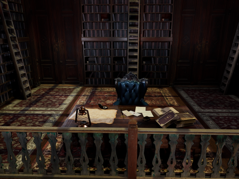 Gothic and Victorian Grand Manor Library 3D Model
