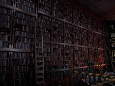 Gothic and Victorian Grand Manor Library 3D Model
