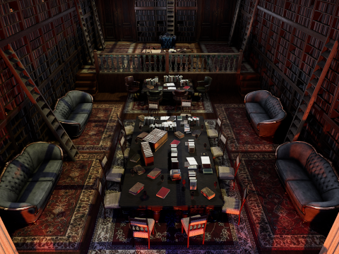Gothic and Victorian Grand Manor Library 3D Model