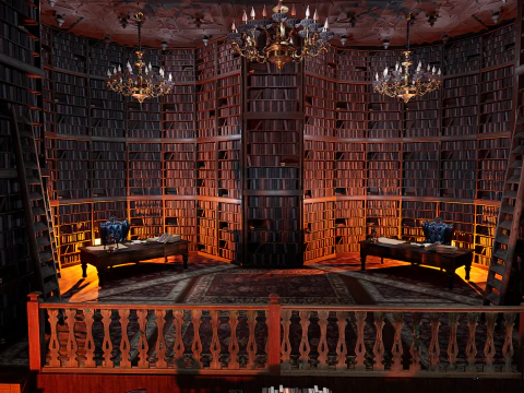 अनूठी शैली की गॉथिक और विक्टोरियन लाइब्रेरी और एथेनियम 3D मॉडल