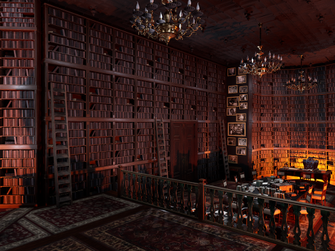 Unique Style Gothic and Victorian Library and Athenaeum 3Dモデル
